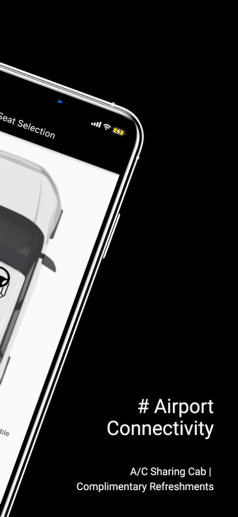 Wizzride - Wizzride app interface for airport seat selection and luxury shared cab services