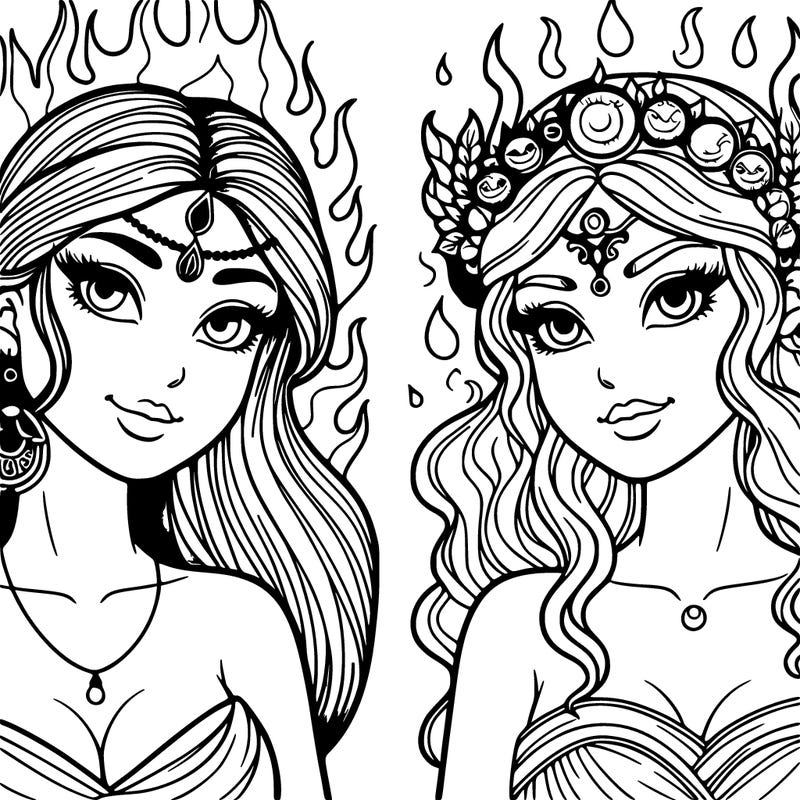 goddess fire and goddess water realistic
