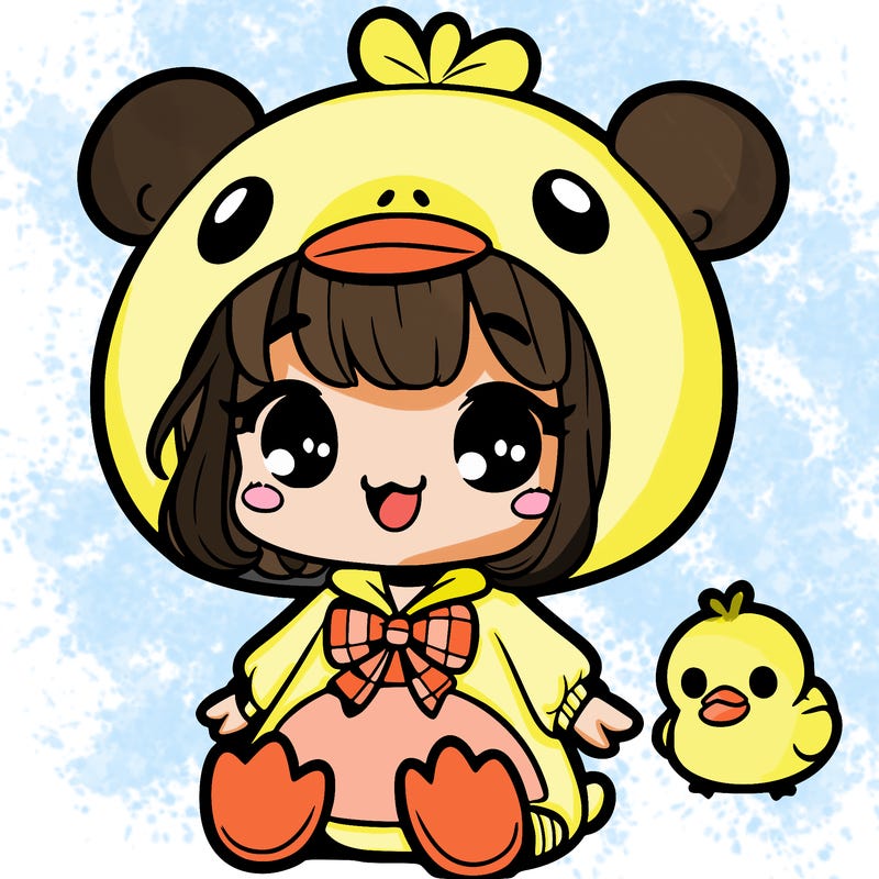 cute girl with a duck costume on
