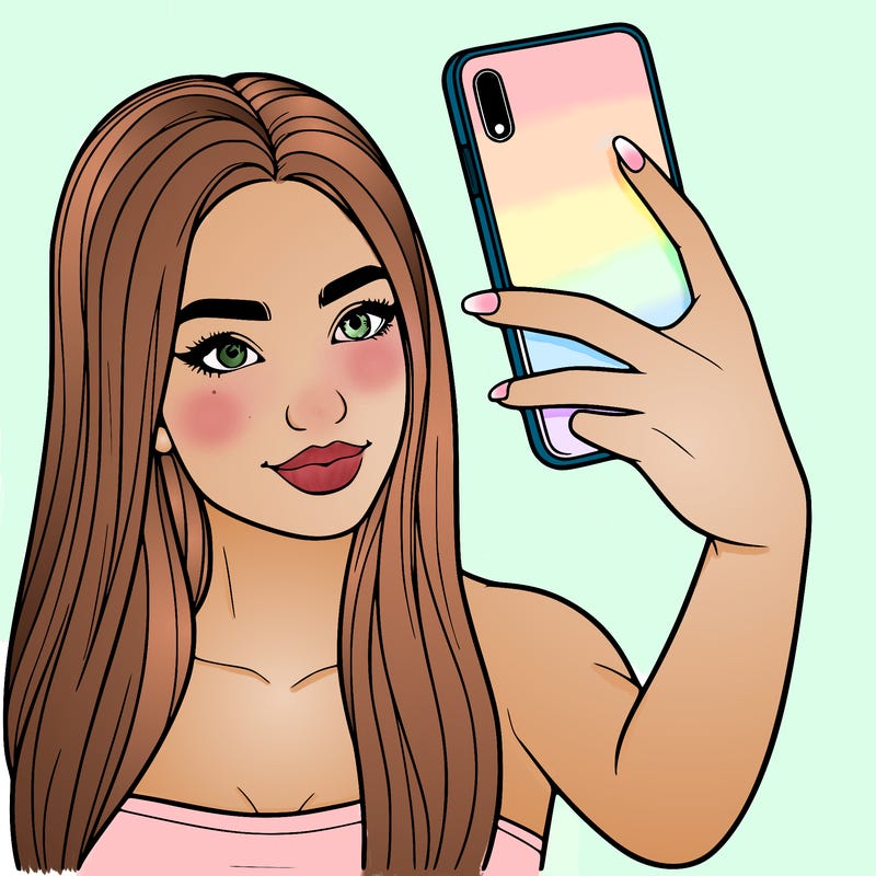 realistic woman taking a selfie