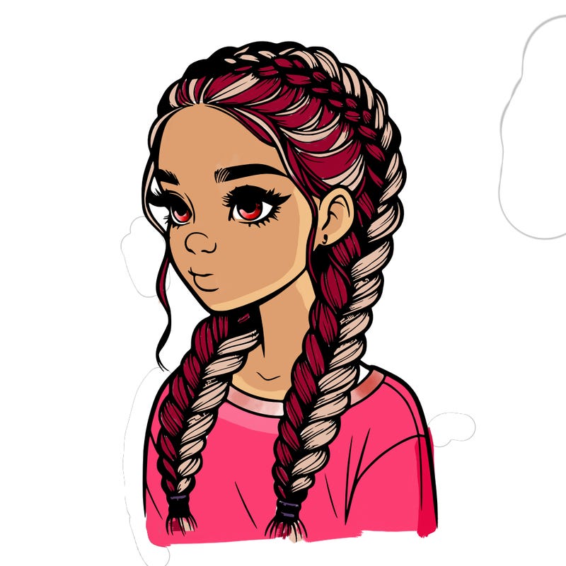 realistic girl with braids