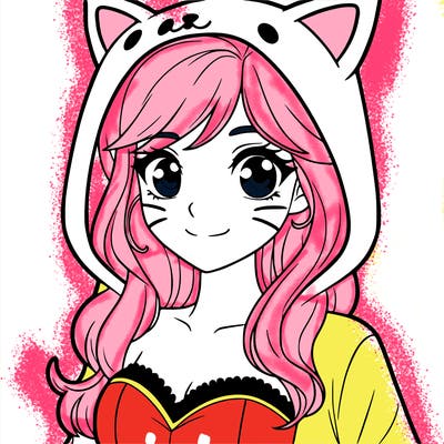 a girl who’s dressed up as hello kitty