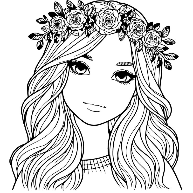 realistic girl with flower crown