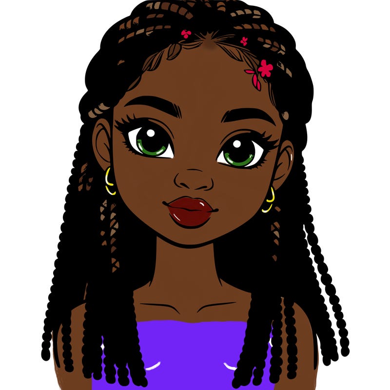 a realistic black girl with braids
