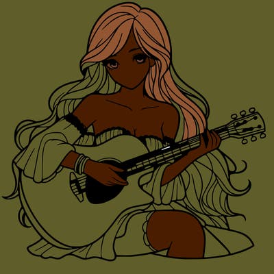 beautiful girl playing the guitar