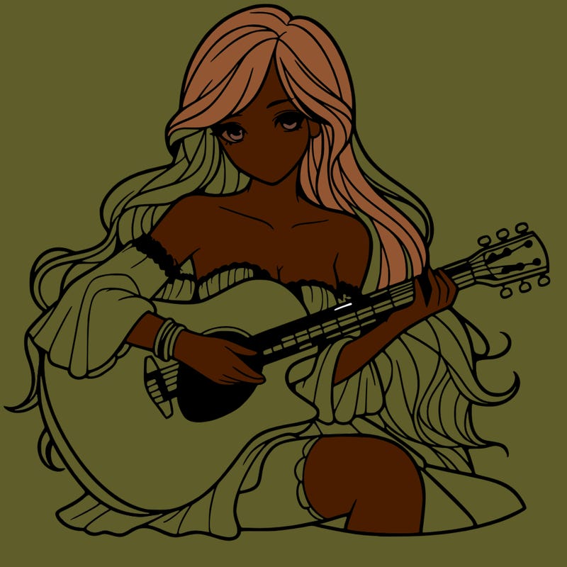 beautiful girl playing the guitar