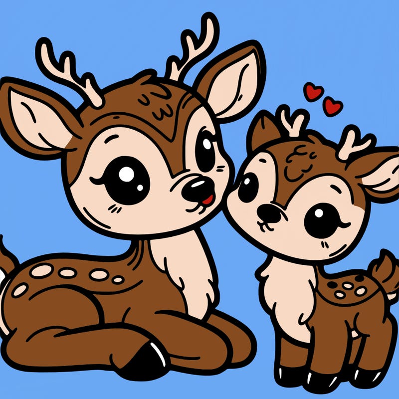 cute deer with cute baby deer