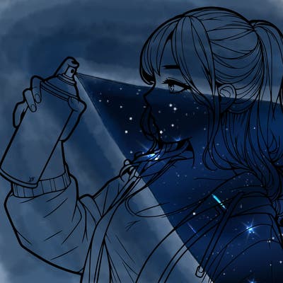 a realistic girl spray, painting