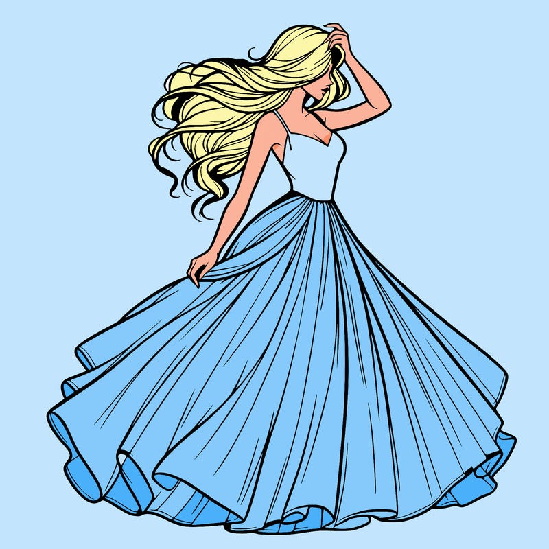 realistic woman with dress flowing in the wind