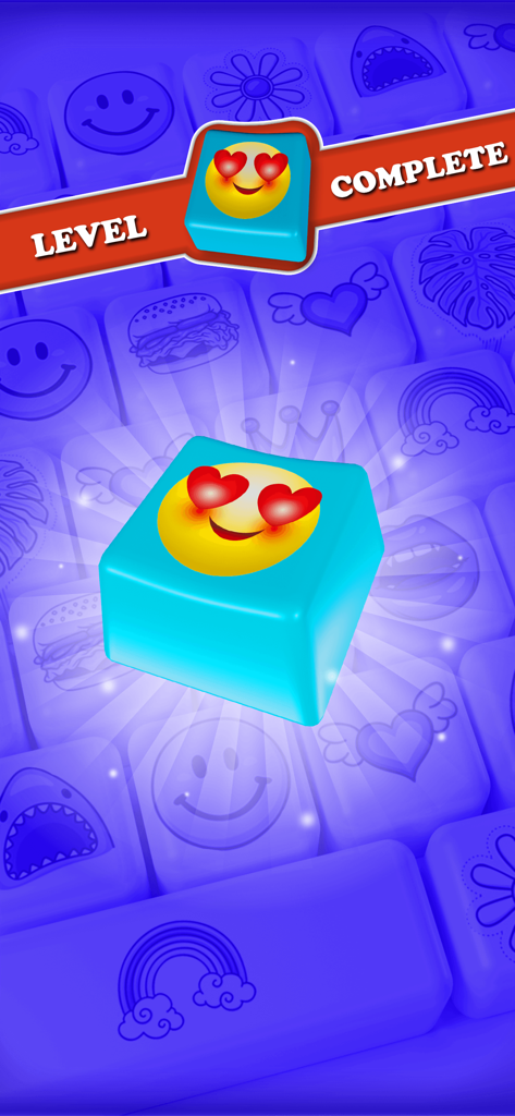Keyboard Art Painting Master - A custom blue keyboard key with a heart eyes emoji sticker on a level complete screen