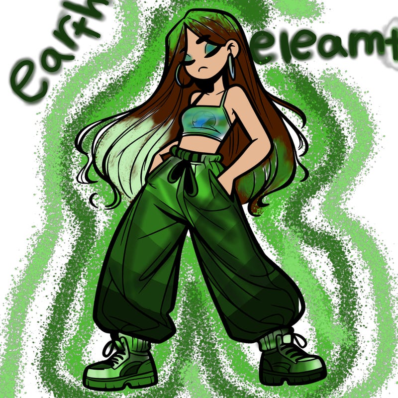 girl in baggy pants crop top and long hair