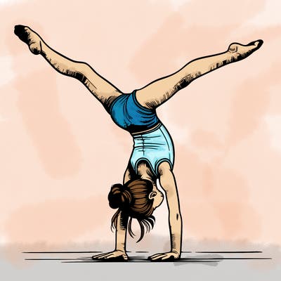 realistic gymnastic hand stand girl in four splits
