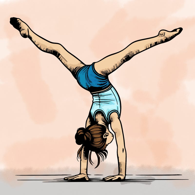 realistic gymnastic hand stand girl in four splits