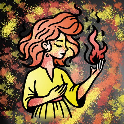 woman with fire