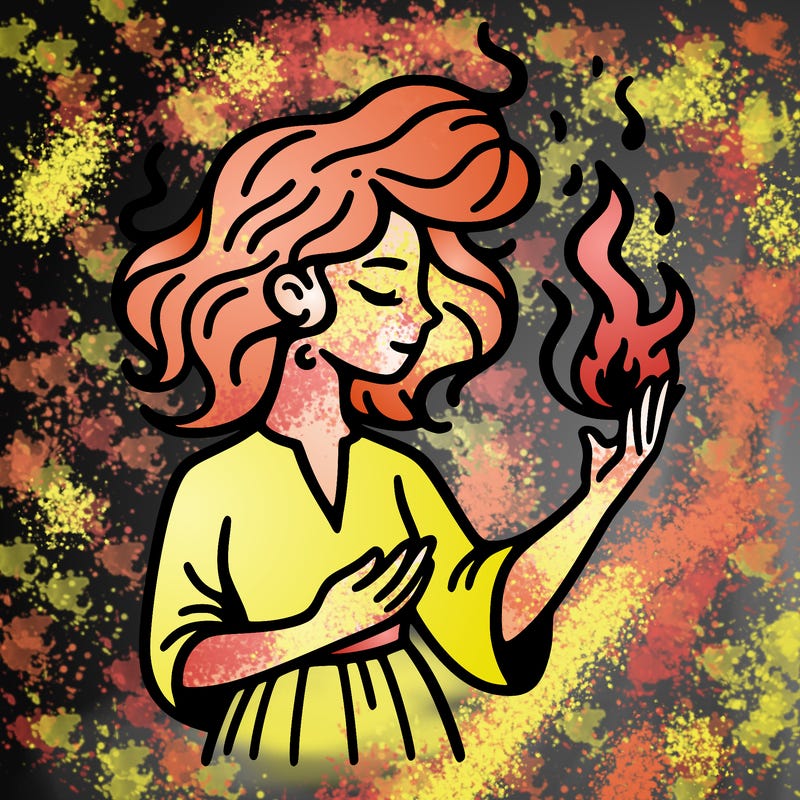 woman with fire