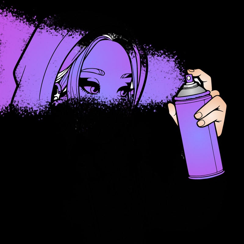 a realistic girl, spray painting