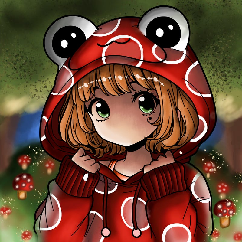 a cute teenage girl wearing a frog hoodie