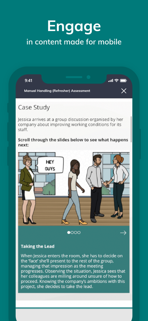 Access Learning - Access Learning app showing a mobile assessment case study with illustrations