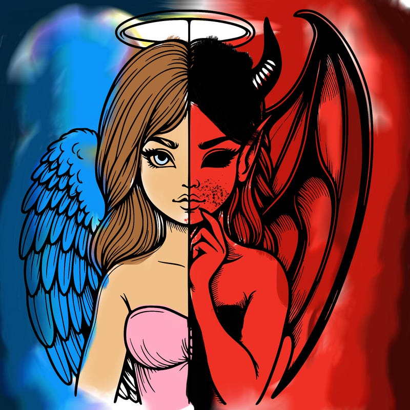 realistic angel half demon