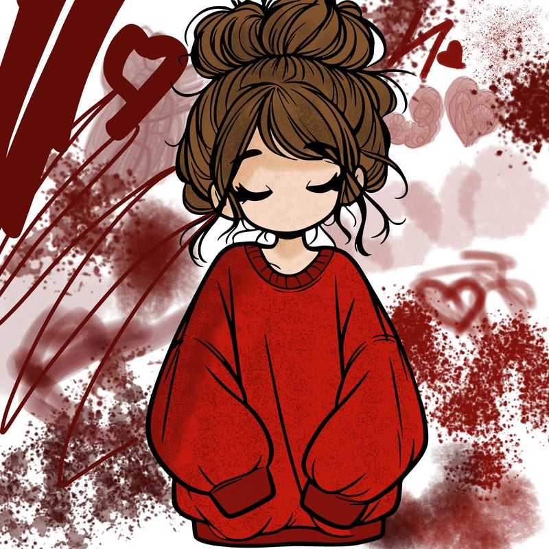 girl with baggy sweatshirt and messy bun