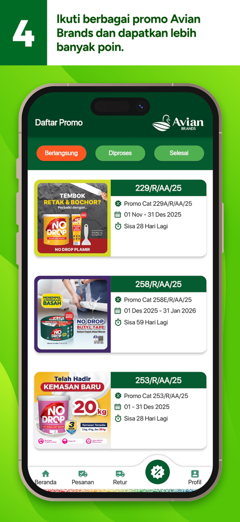 Avian Brands - App mobile Avian Brands che visualizza un elenco di promozioni di prodotti in corso e offerte di sconto.