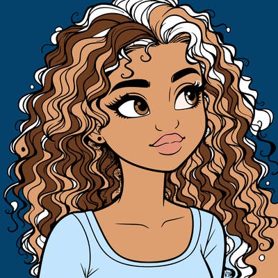 realistic girl with curly hair