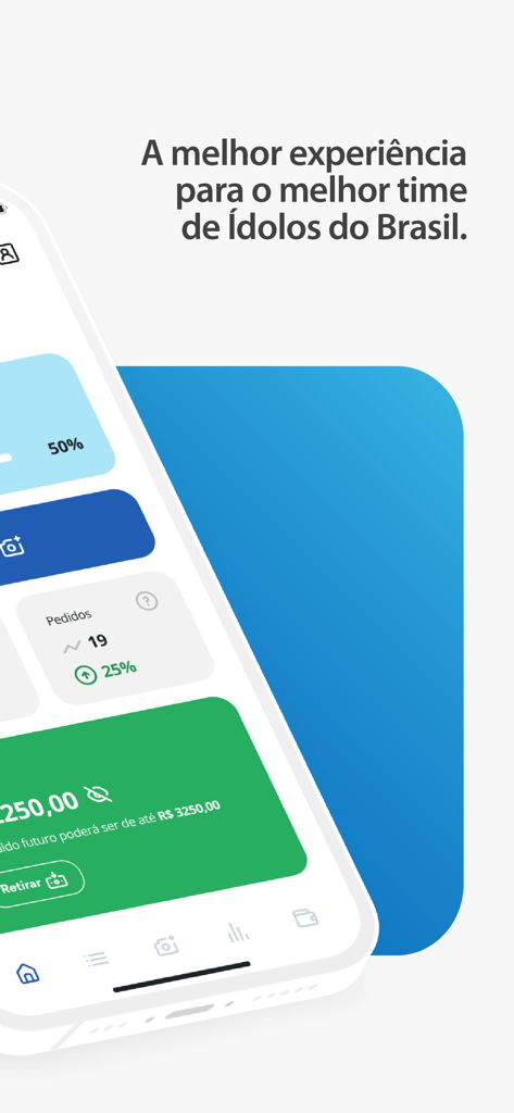 Dashboard of the Hello Fan Idolo app displaying creator stats including video requests and earnings.