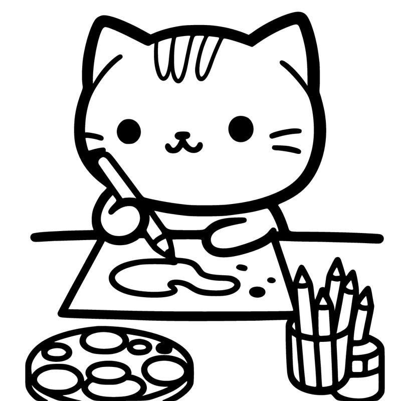 cat doing art