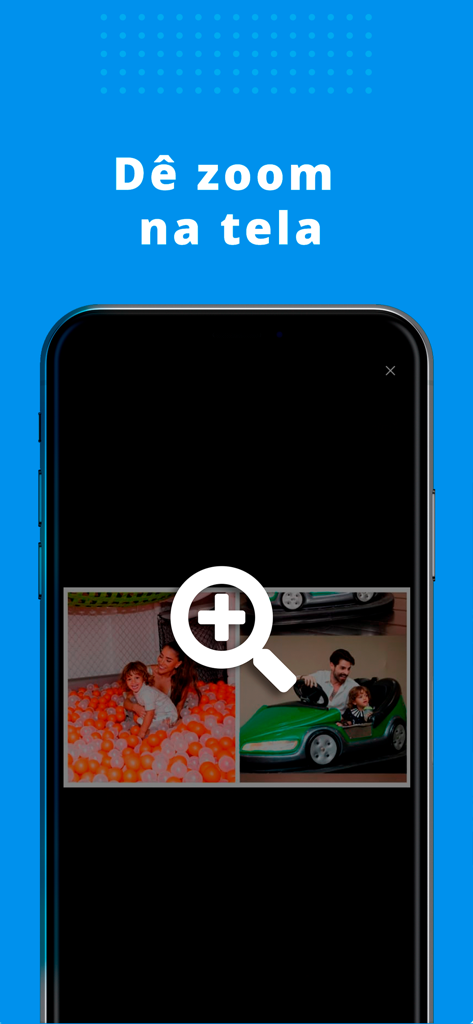Tela móvel do app R7 demonstrando a funcionalidade de zoom em uma galeria de fotos de notícias de entretenimento brasileiro.
