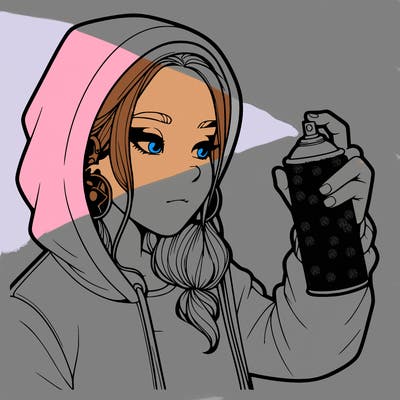 a realistic girl, spray painting