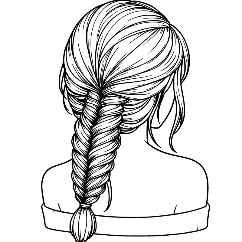 realistic girl wearing a fishtail braid in her hair