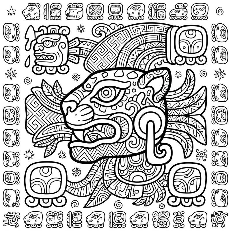 Unleash your creativity with this captivating Mayan Glyphs coloring page, specifically designed for seniors. Enjoy the bold lines and complex patterns of ancient symbols for a relaxing and mentally stimulating activity.