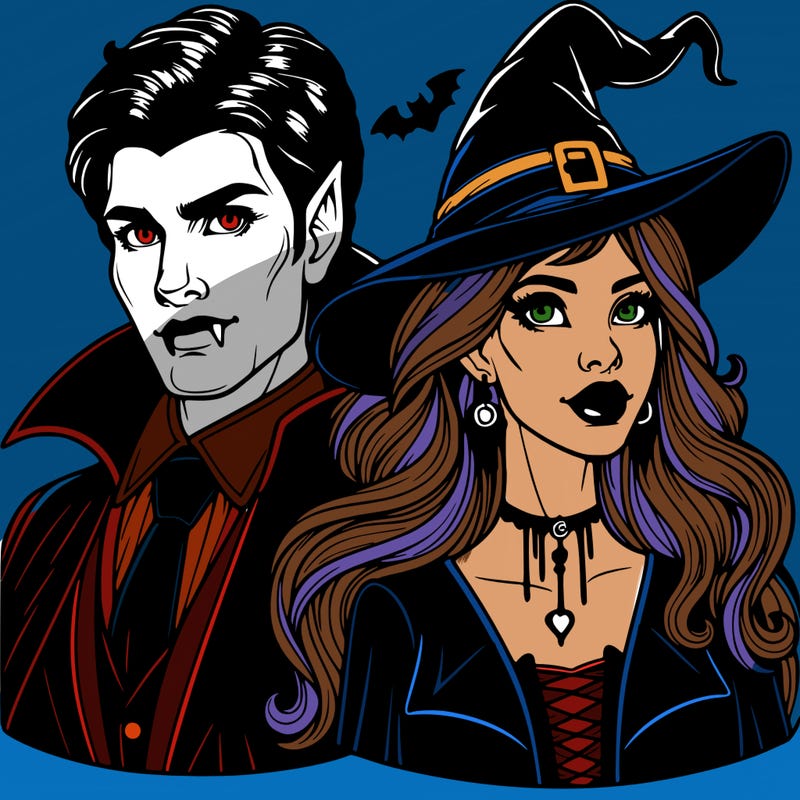vampire and witch with realistic features