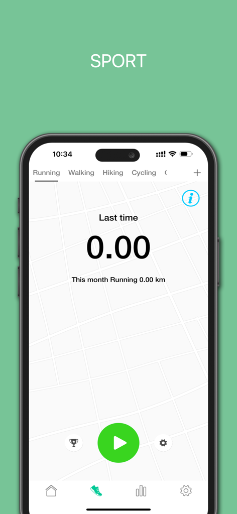 Interface do aplicativo Denver Smart Life Plus mostrando a tela de rastreamento esportivo para corrida