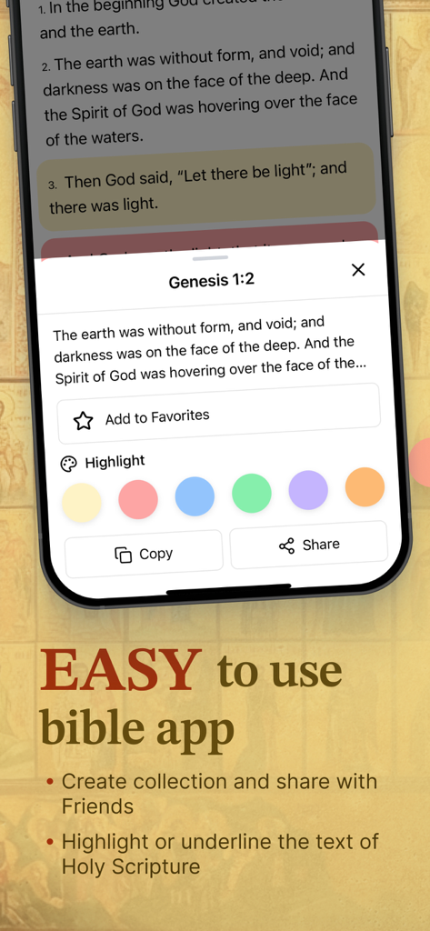 Eastern Orthodox Study Bible - The Eastern Orthodox Study Bible app screen showing verse highlighting and social sharing features.