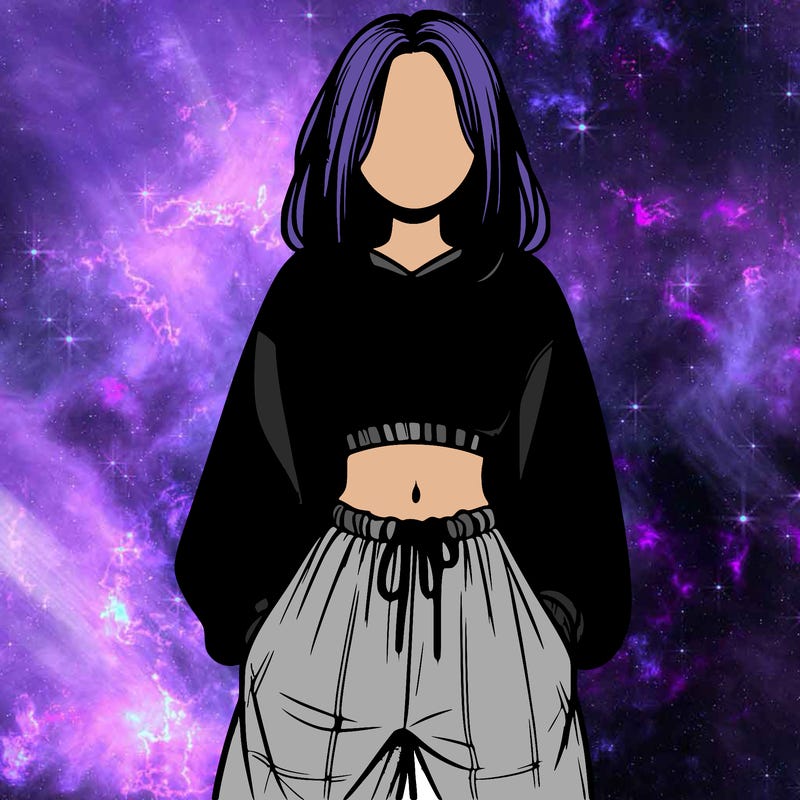 realistic girl faceless with baggy pants and a crop top