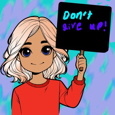 realistic girl holding up a sign