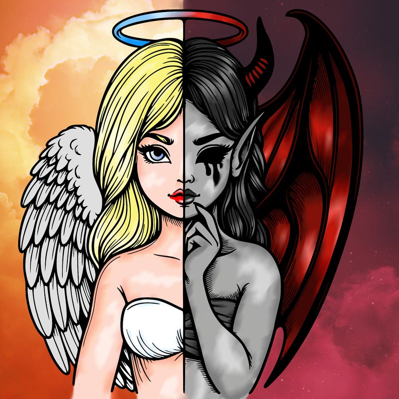 realistic angel half demon