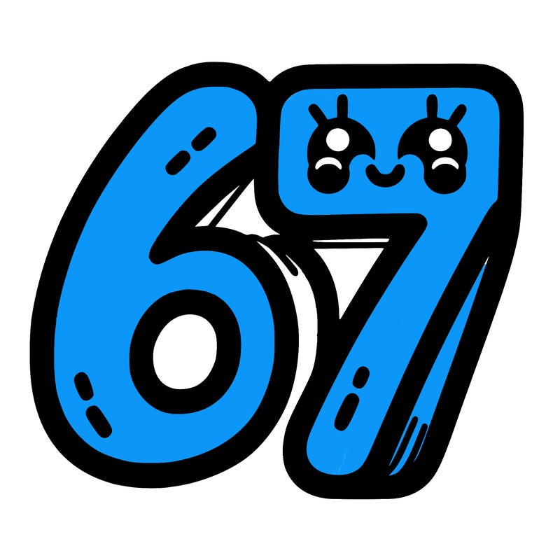 the numbers 67