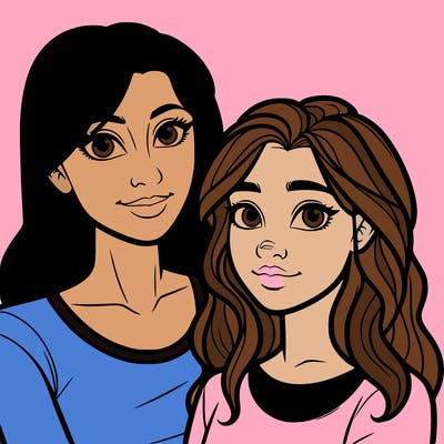 teenage daughter with her mother