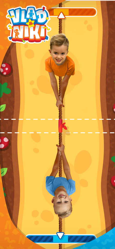 Vlad and Niki - 2 Players - Vlad y Niki jugando al minijuego de tira y afloja de desafío de cuerda en modo de dos jugadores