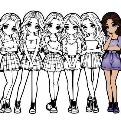 a group of girls realistic