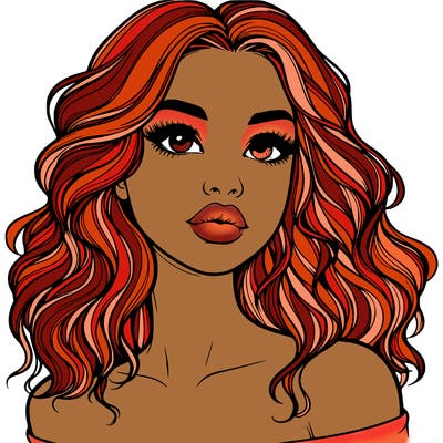 realistic girl with wavy hair and lips