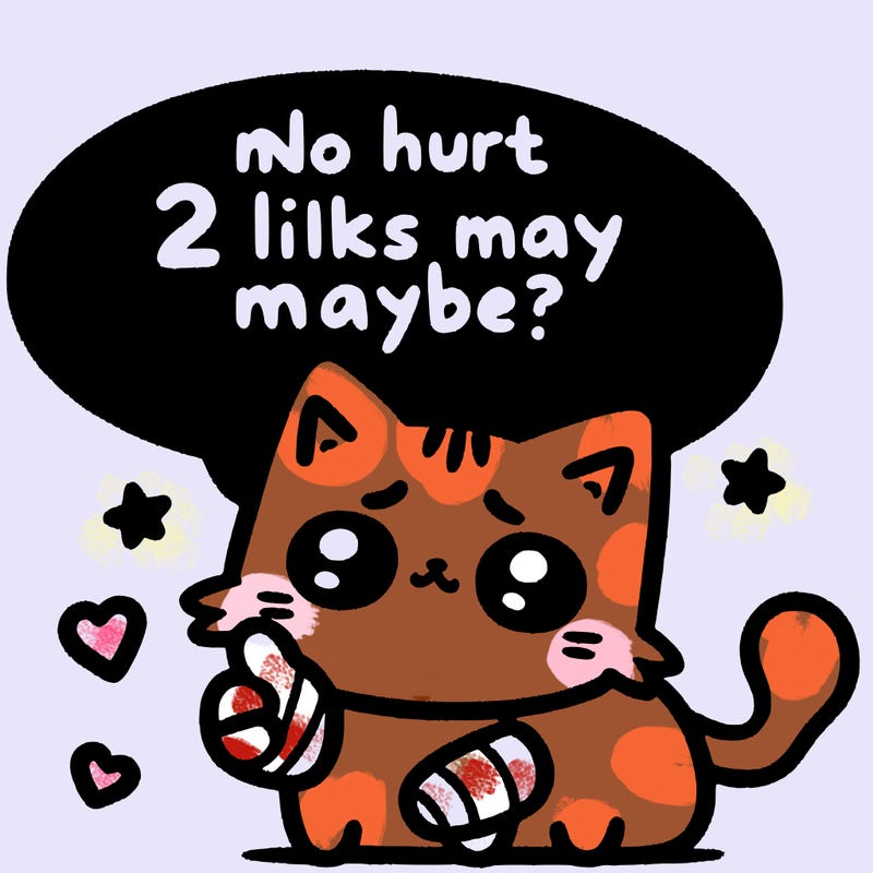 cute cat thats been hurt saiying 2 likes maybe