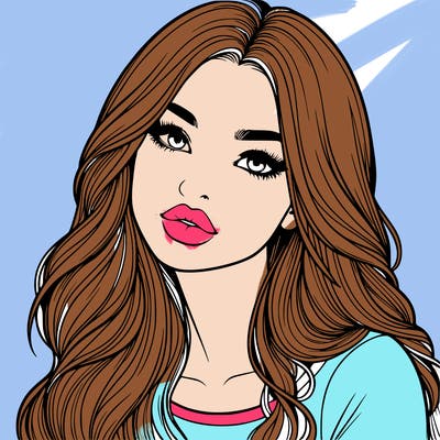 realistic girl with hair on her hair and lips