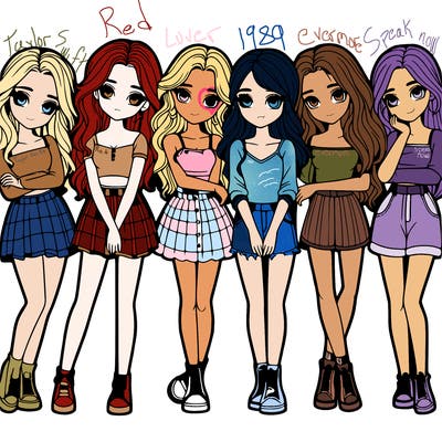 a group of girls realistic