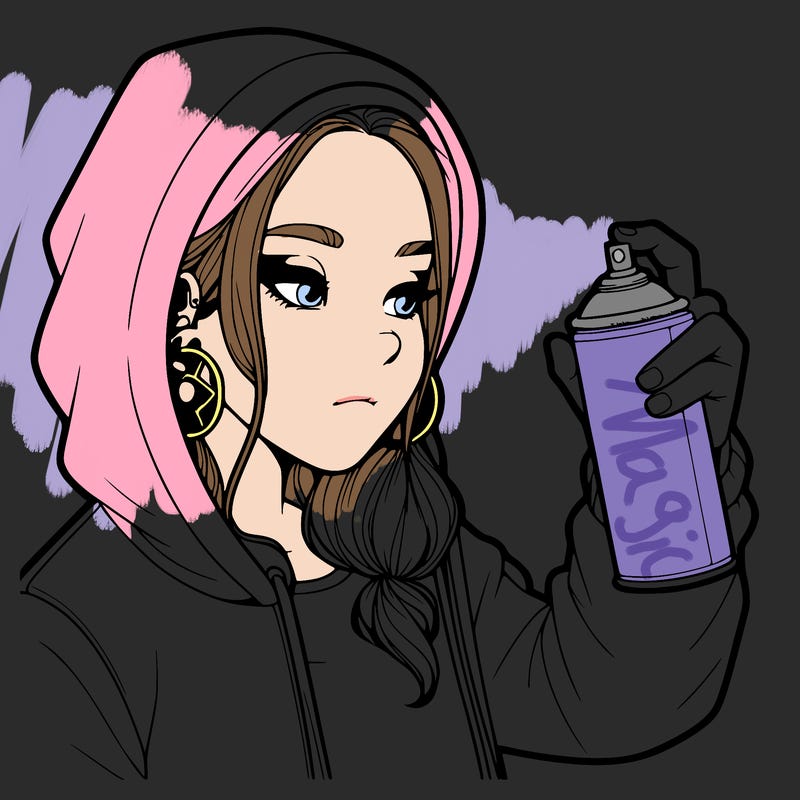 a realistic girl, spray painting