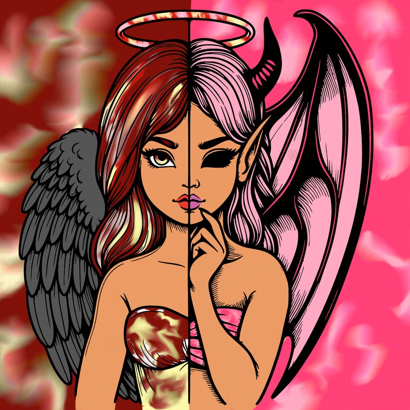 realistic angel half demon