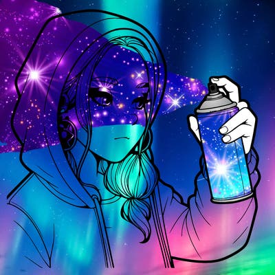 a realistic girl, spray painting