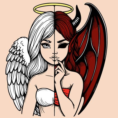 realistic angel half demon